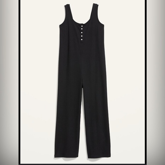 Old Navy black ribbed knit sleeveless jumpsuit size XL tall H46 - Picture 1 of 6